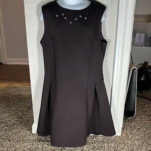 Black Embellished Pleated Cocktail Dress